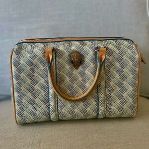 Kurt Geiger Blue and Tan Satchel with Gold Hardware